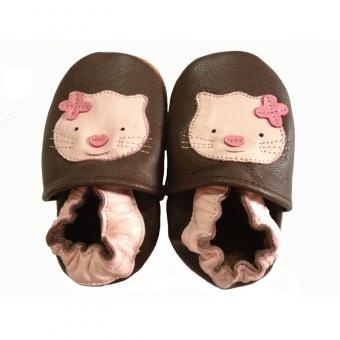 Brown Pink Cat Shoes