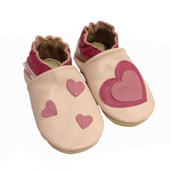 pink heart baby shoes