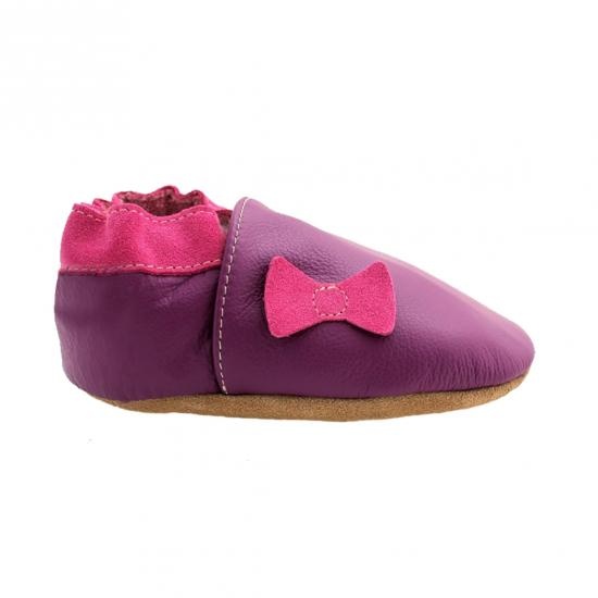 soft leather baby shoes purple bow